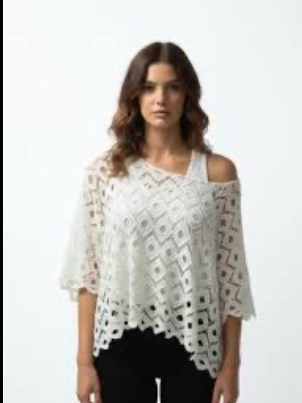 Frank Lyman Design White Crochet Openwork Top